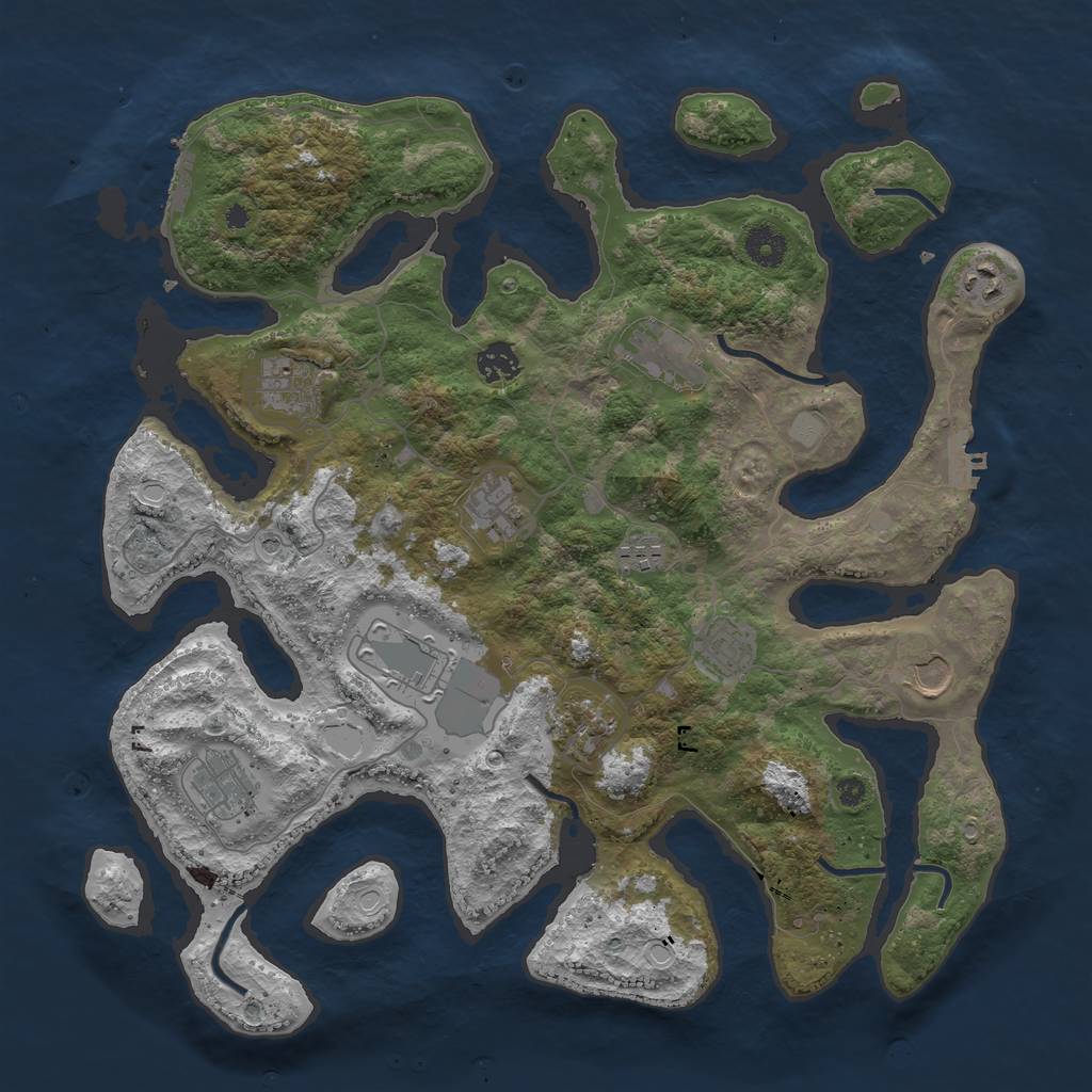 Rust Map: Procedural Map, Size: 3950, Seed: 825495155, 19 Monuments