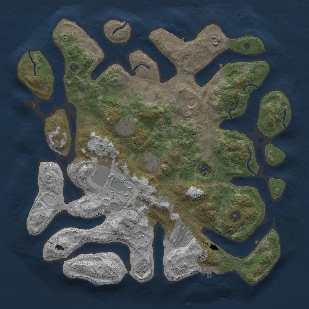 Rust Map: Procedural Map, Size: 4000, Seed: 75493, 16 Monuments