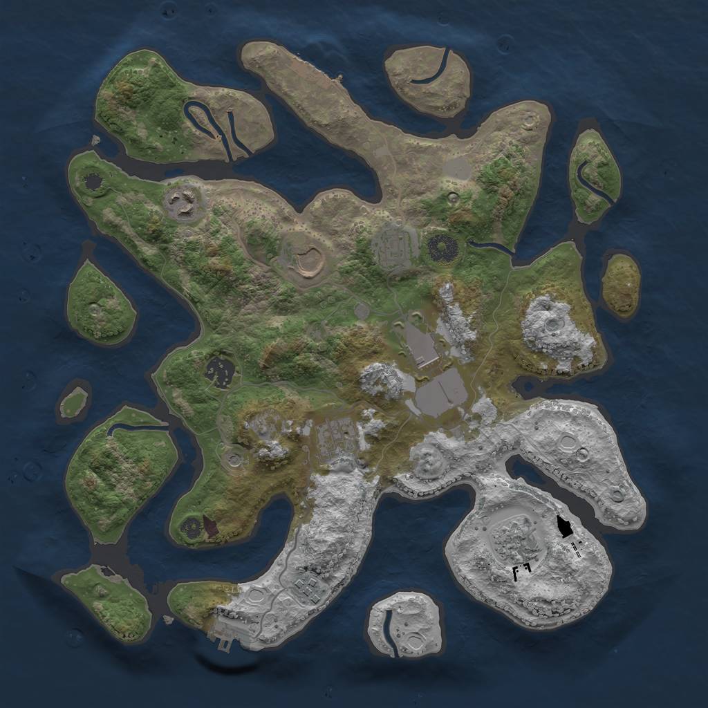 Rust Map: Procedural Map, Size: 3550, Seed: 331787, 16 Monuments