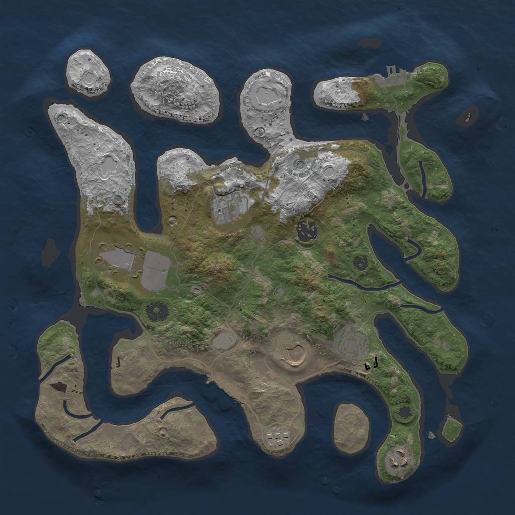 Rust Map: Procedural Map, Size: 3550, Seed: 682485, 15 Monuments