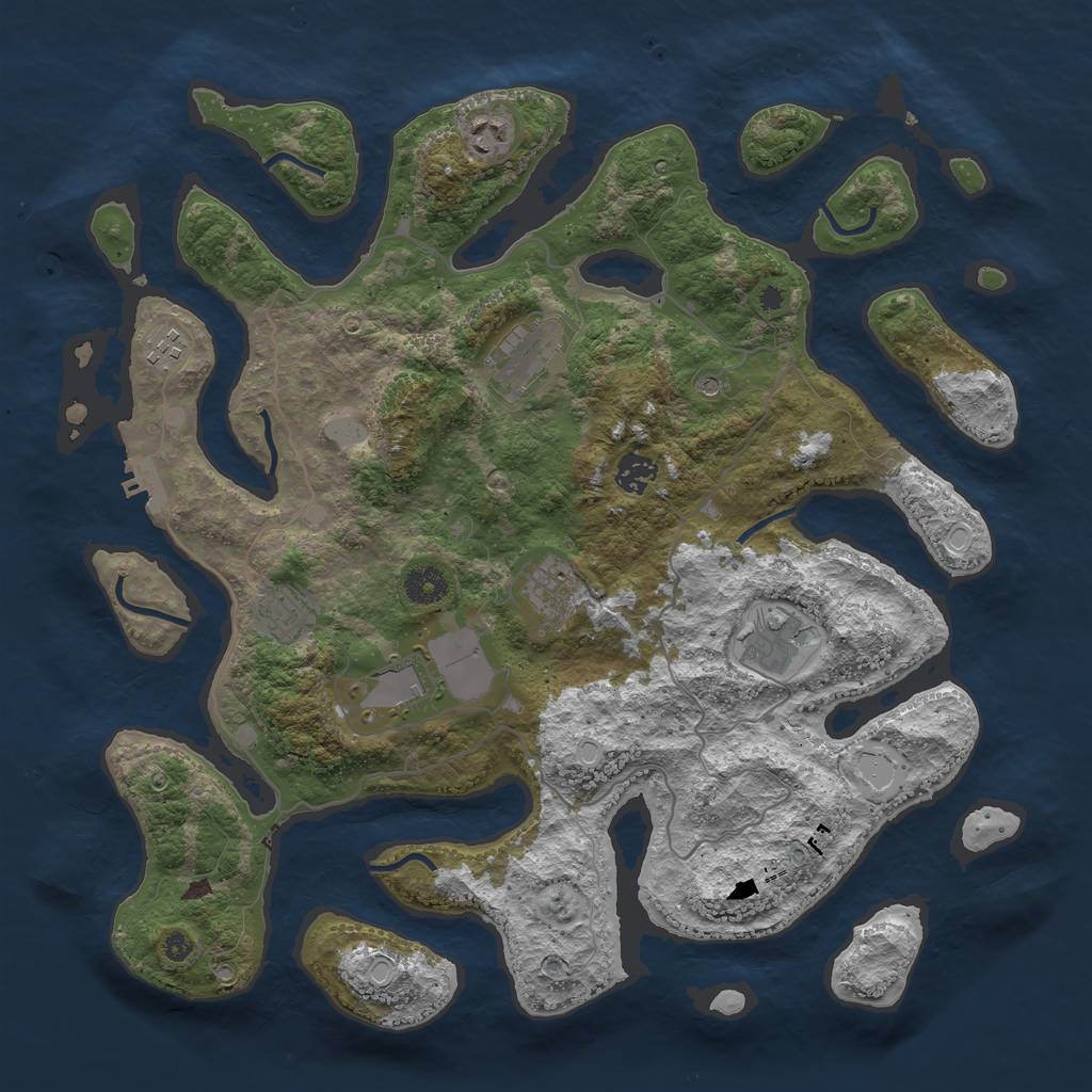 Rust Map: Procedural Map, Size: 4000, Seed: 54944, 15 Monuments