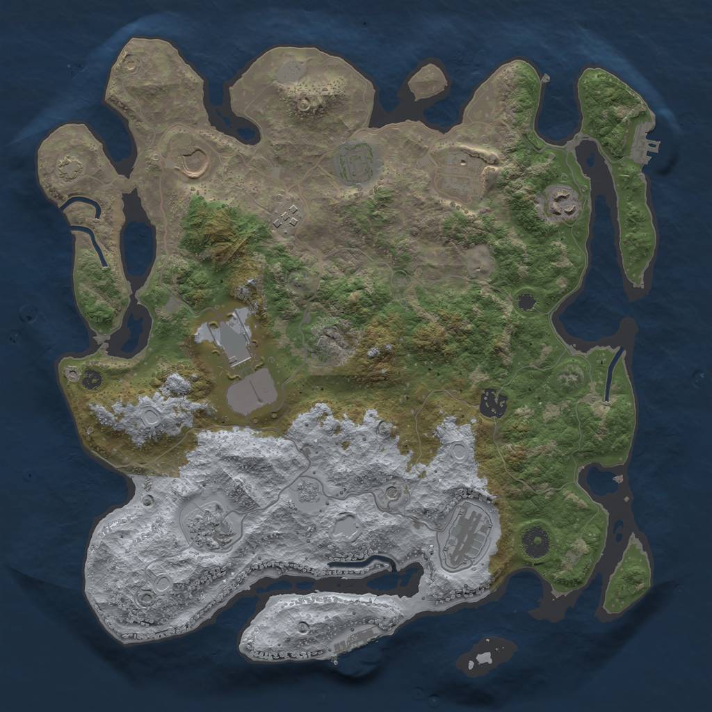 Rust Map: Procedural Map, Size: 3700, Seed: 75147, 17 Monuments