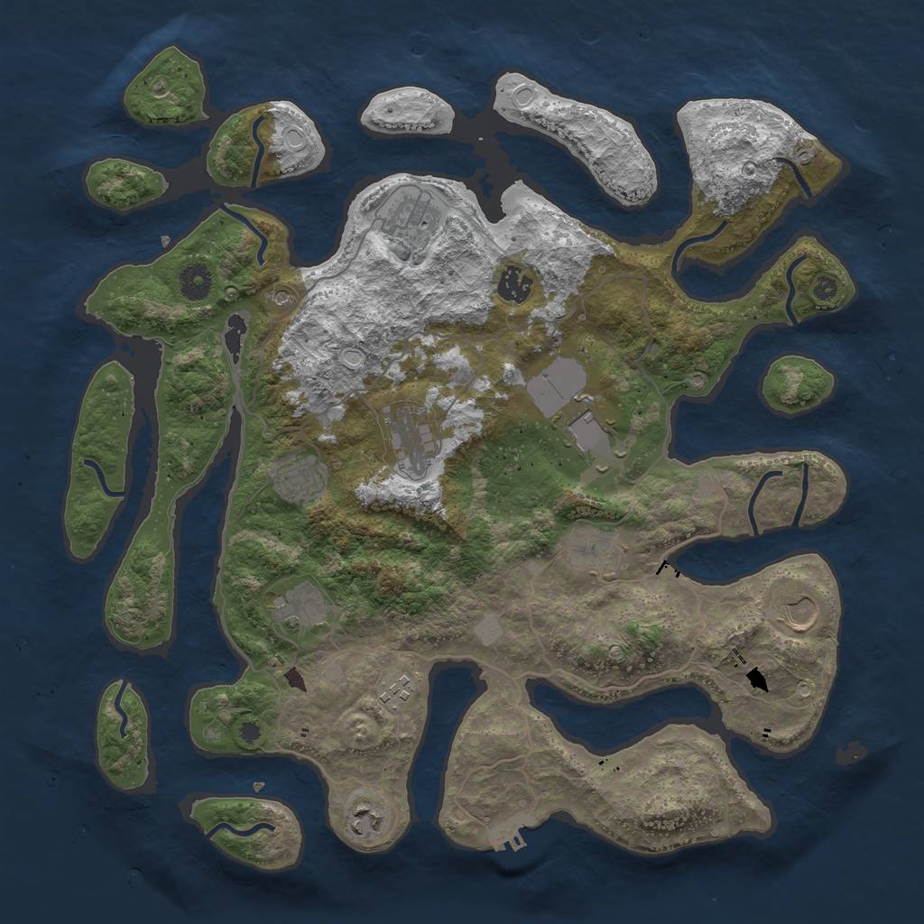 Rust Map: Procedural Map, Size: 4000, Seed: 4523, 17 Monuments