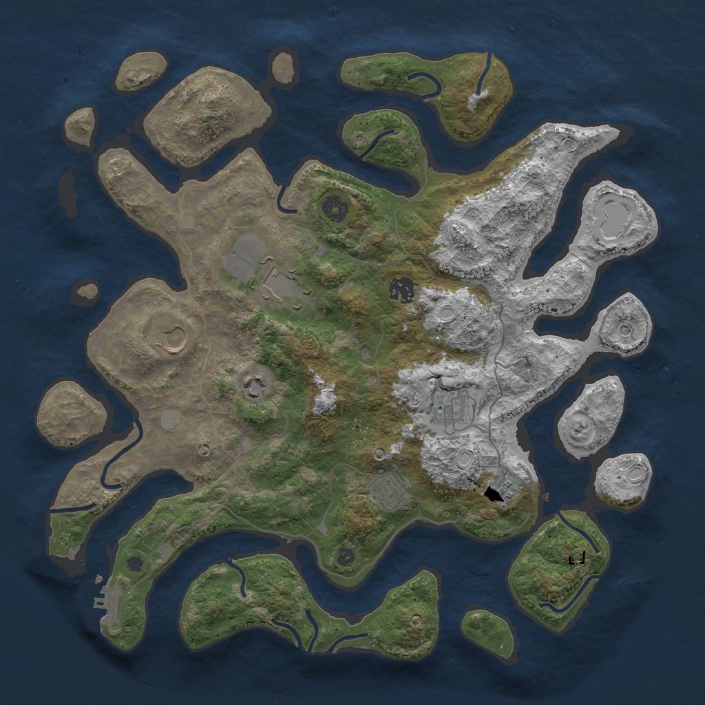Rust Map: Procedural Map, Size: 4000, Seed: 844605, 14 Monuments