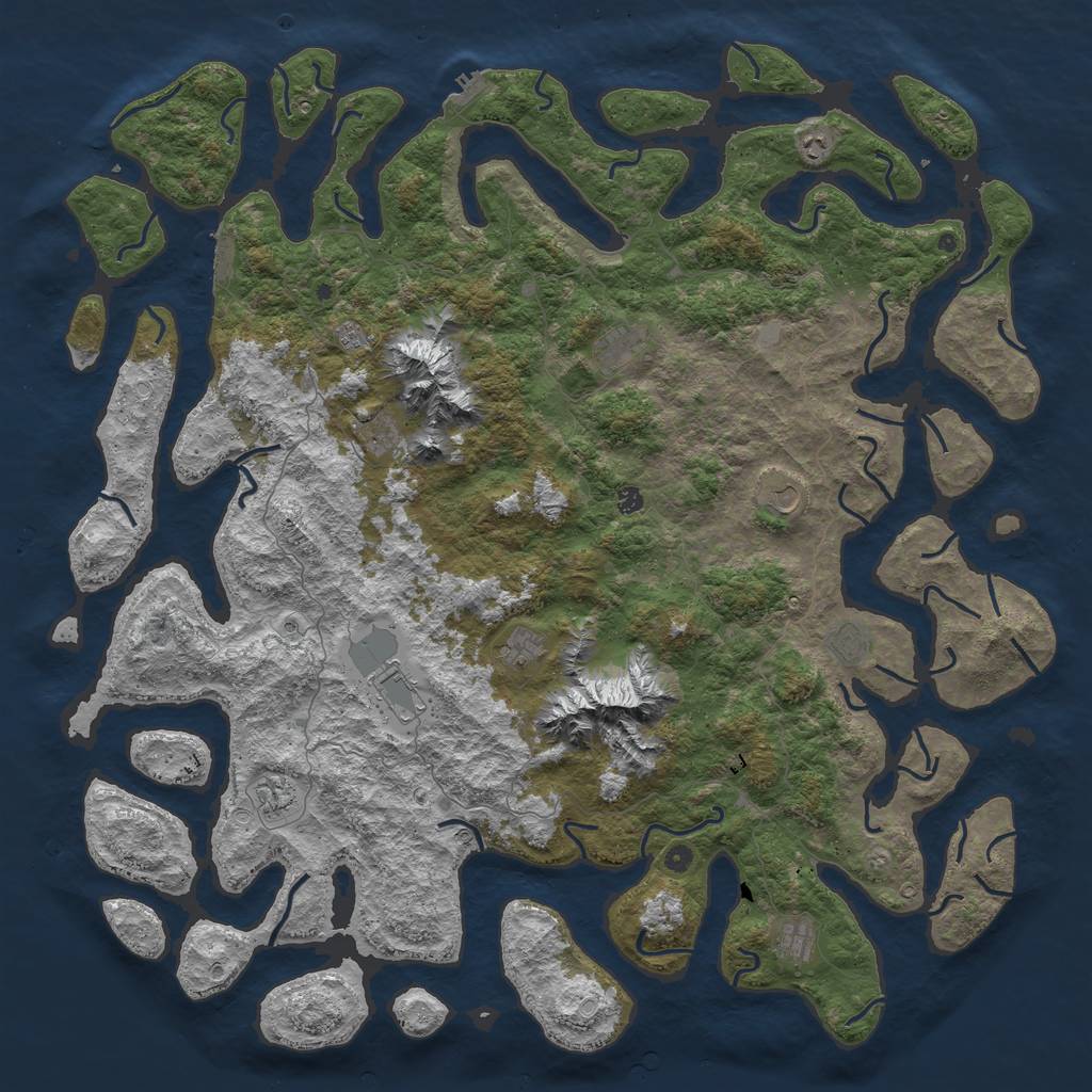 Rust Map: Procedural Map, Size: 6000, Seed: 6060842, 19 Monuments