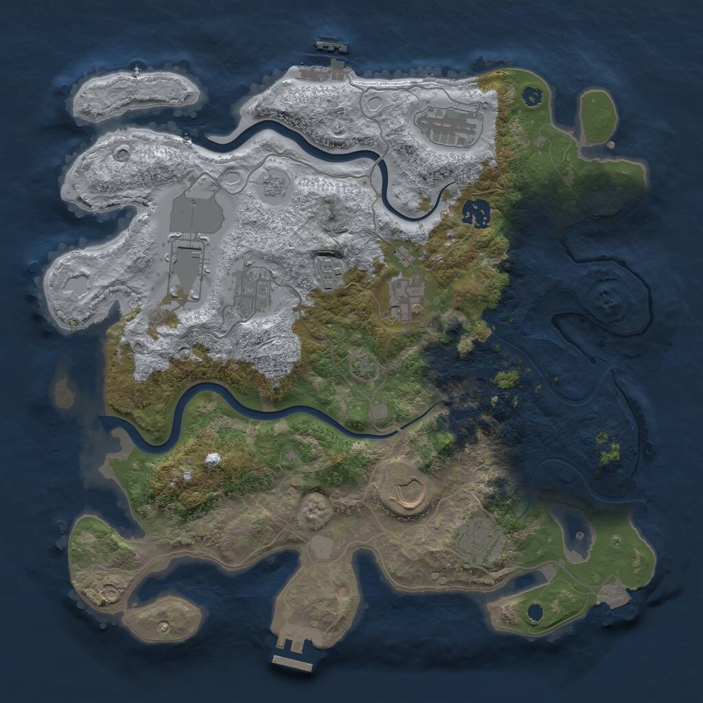 Rust Map: Procedural Map, Size: 3550, Seed: 884628, 14 Monuments