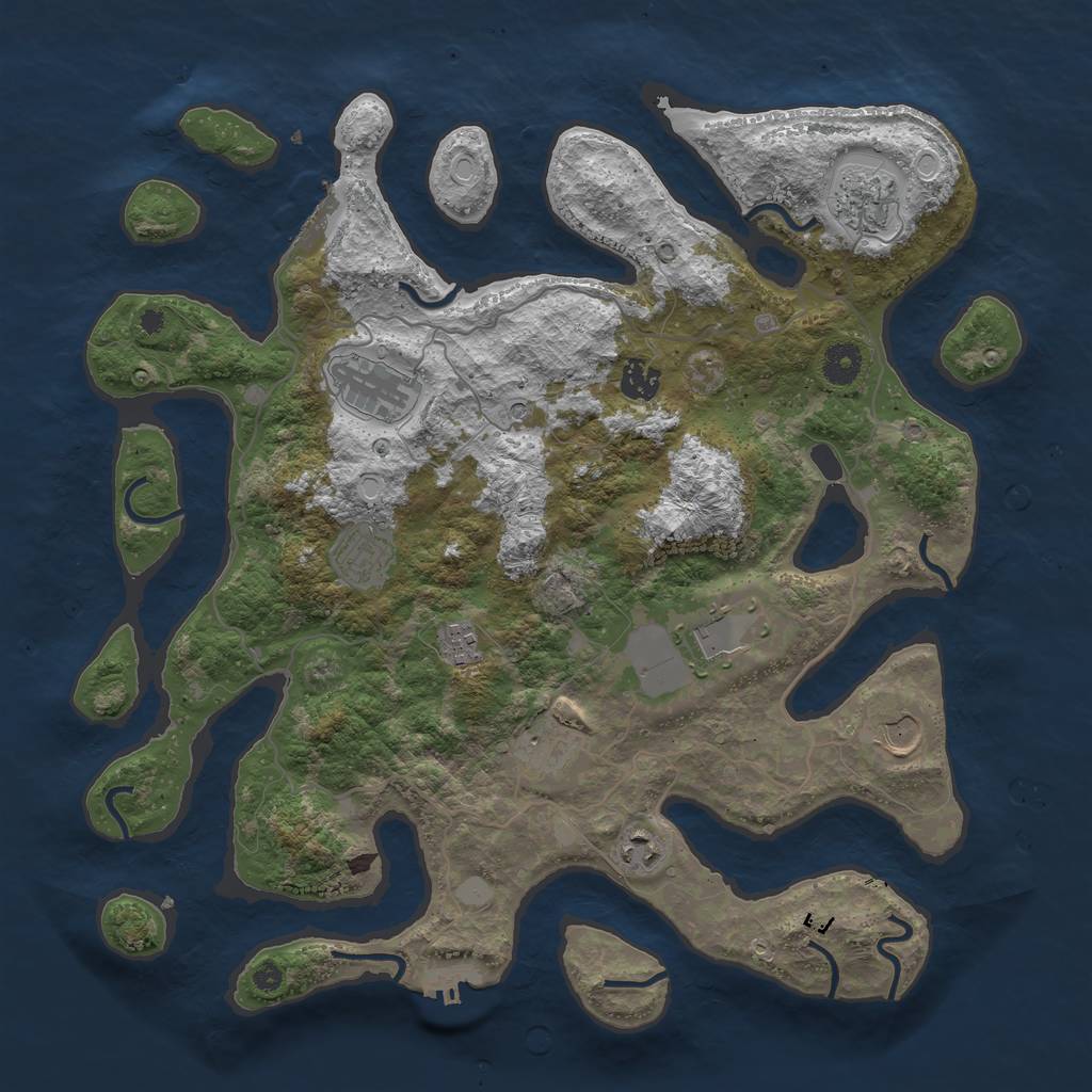 Rust Map: Procedural Map, Size: 4000, Seed: 143385, 17 Monuments