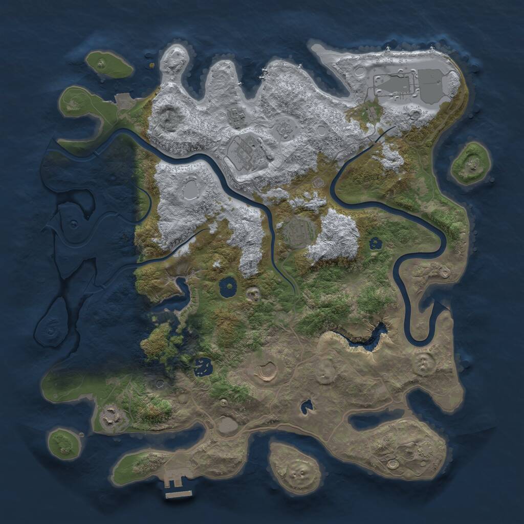Rust Map: Procedural Map, Size: 4000, Seed: 143385, 12 Monuments