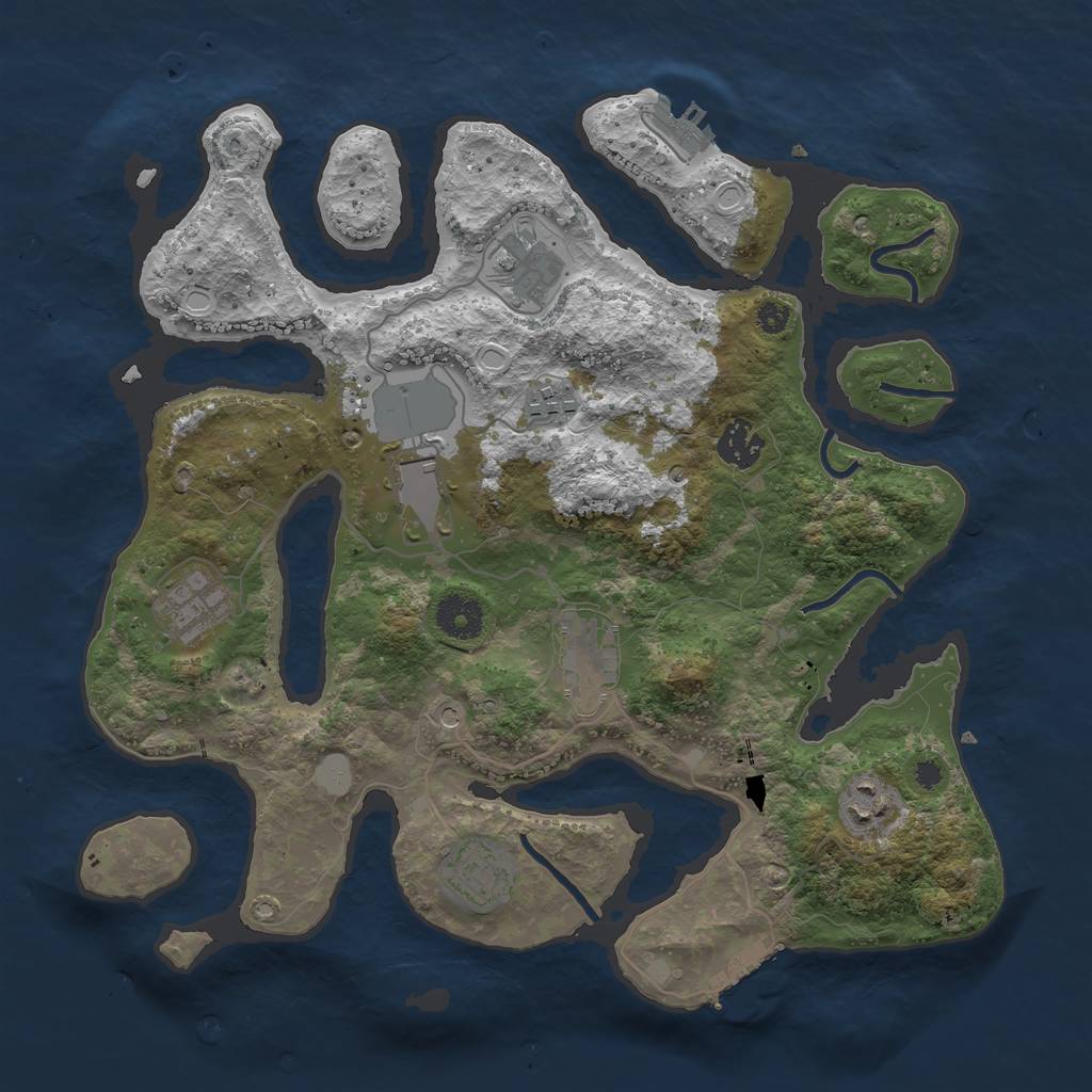 Rust Map: Procedural Map, Size: 3550, Seed: 973602, 16 Monuments