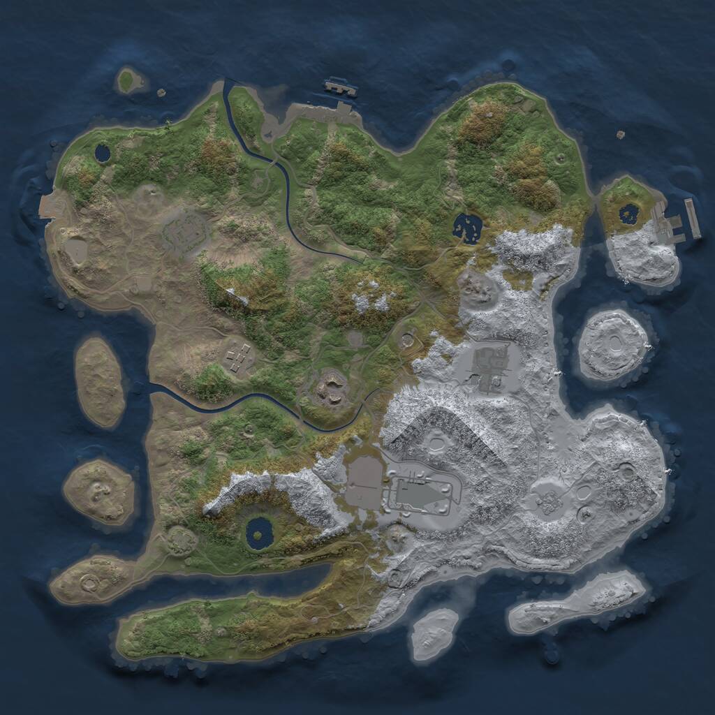 Rust Map: Procedural Map, Size: 3550, Seed: 255710, 12 Monuments