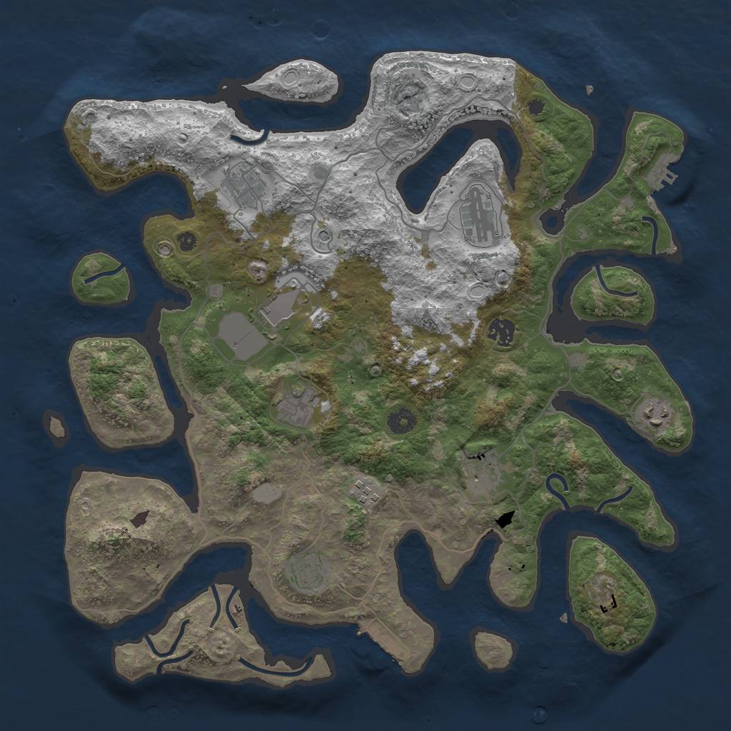 Rust Map: Procedural Map, Size: 4000, Seed: 491895, 17 Monuments