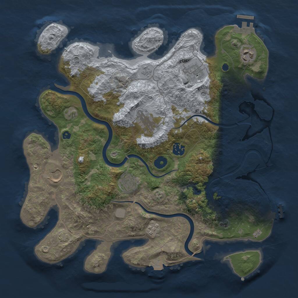 Rust Map: Procedural Map, Size: 3550, Seed: 685258, 13 Monuments