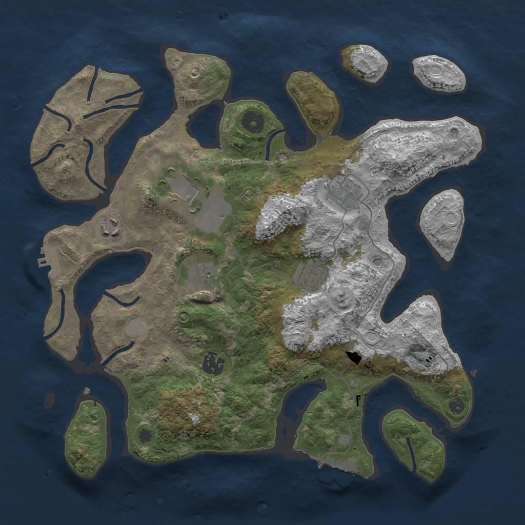 Rust Map: Procedural Map, Size: 3550, Seed: 912881, 14 Monuments