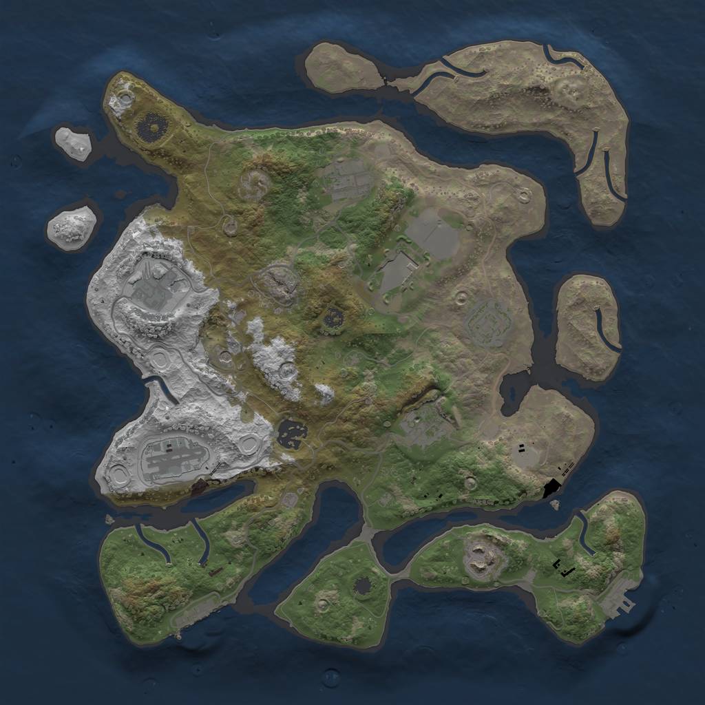 Rust Map: Procedural Map, Size: 3550, Seed: 126877, 16 Monuments
