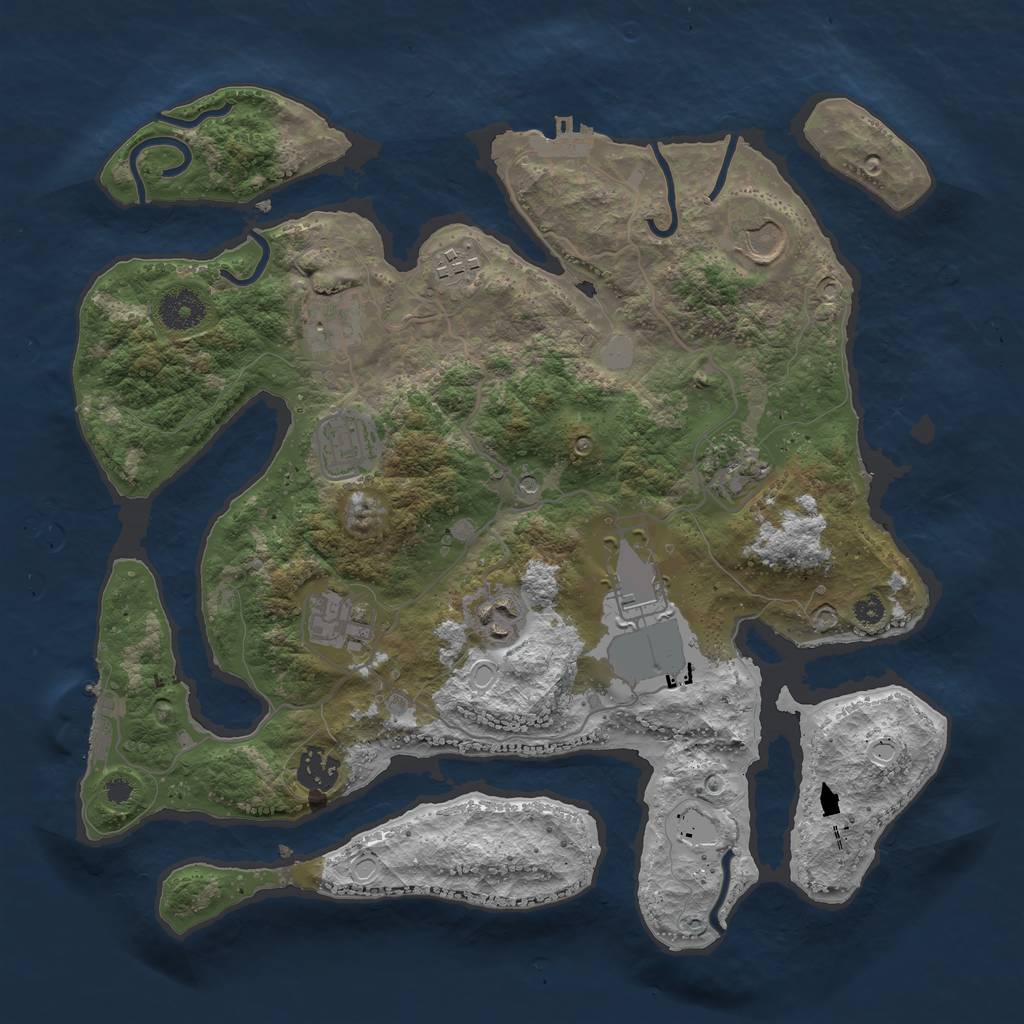 Rust Map: Procedural Map, Size: 3550, Seed: 639064, 17 Monuments