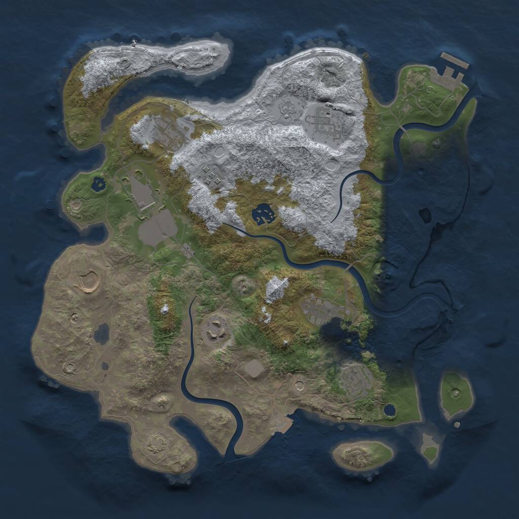 Rust Map: Procedural Map, Size: 3550, Seed: 447816, 14 Monuments