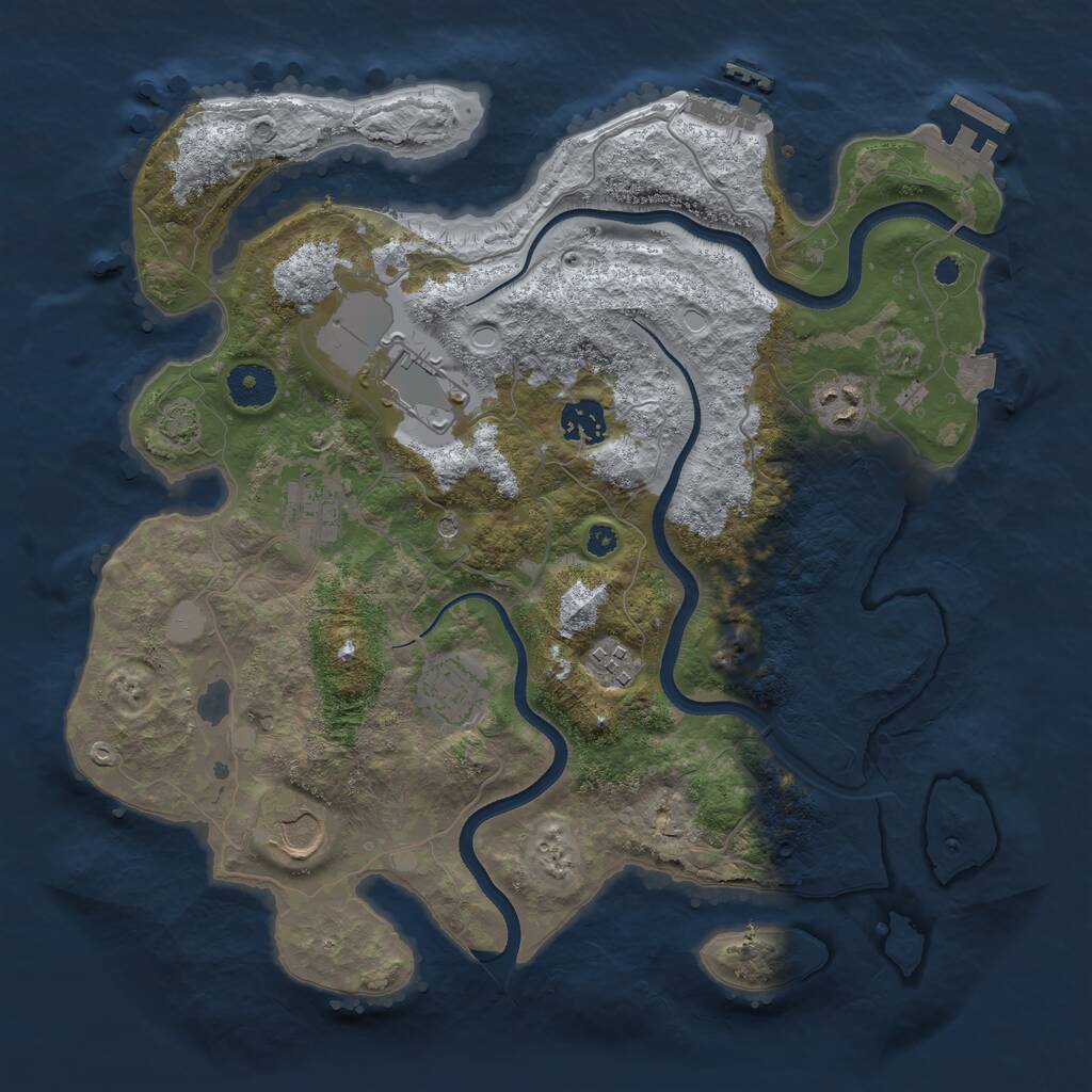 Rust Map: Procedural Map, Size: 3550, Seed: 447816, 12 Monuments