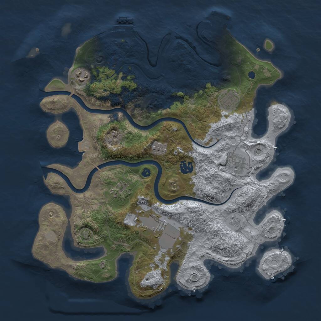 Rust Map: Procedural Map, Size: 3550, Seed: 685078, 13 Monuments