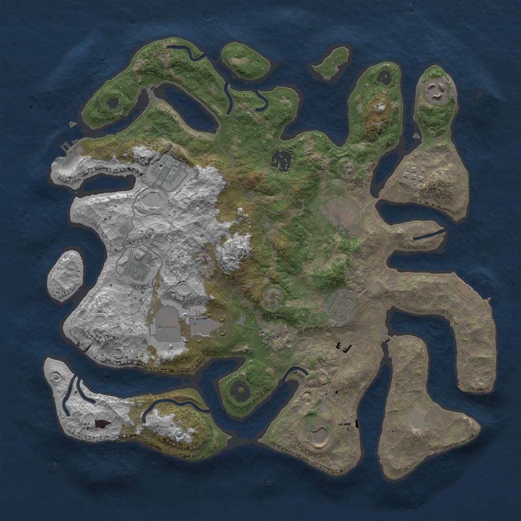 Rust Map: Procedural Map, Size: 3800, Seed: 1159951243, 17 Monuments