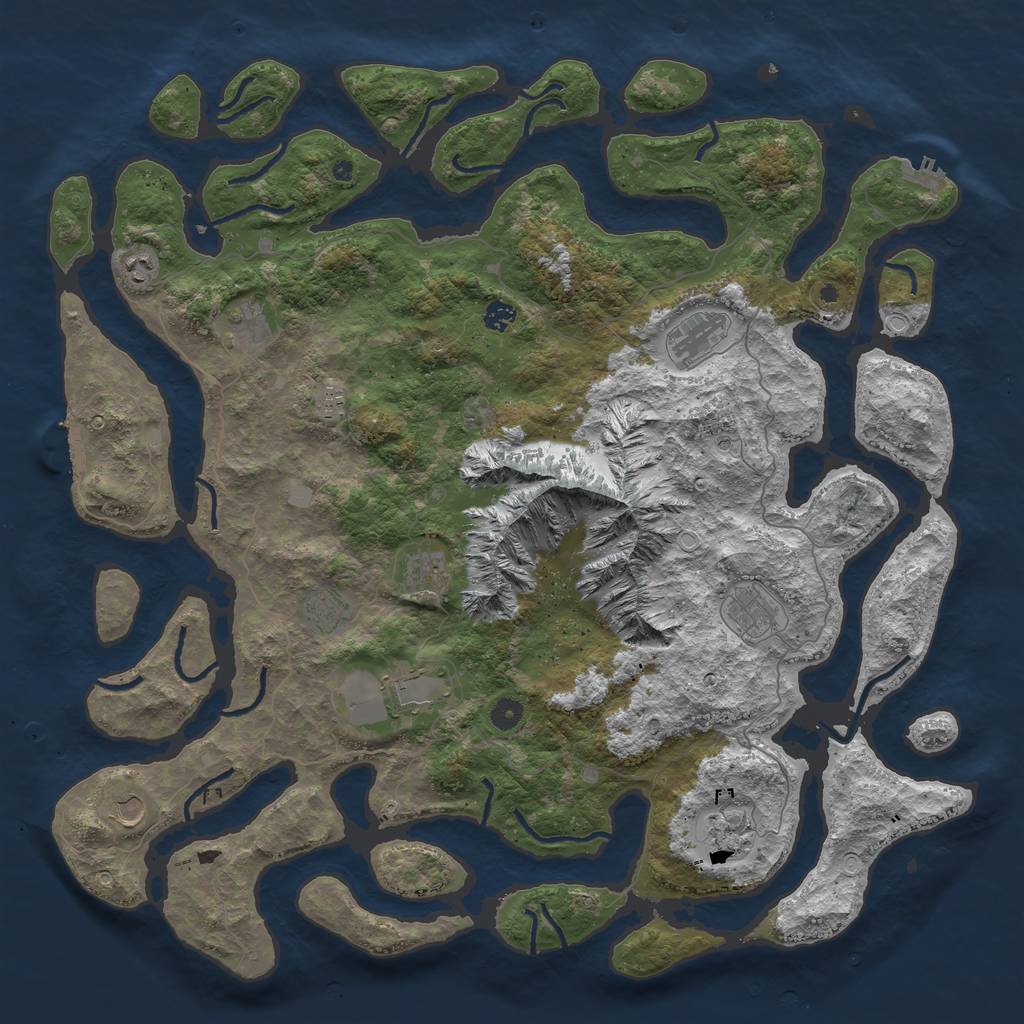 Rust Map: Procedural Map, Size: 5000, Seed: 8360528, 19 Monuments