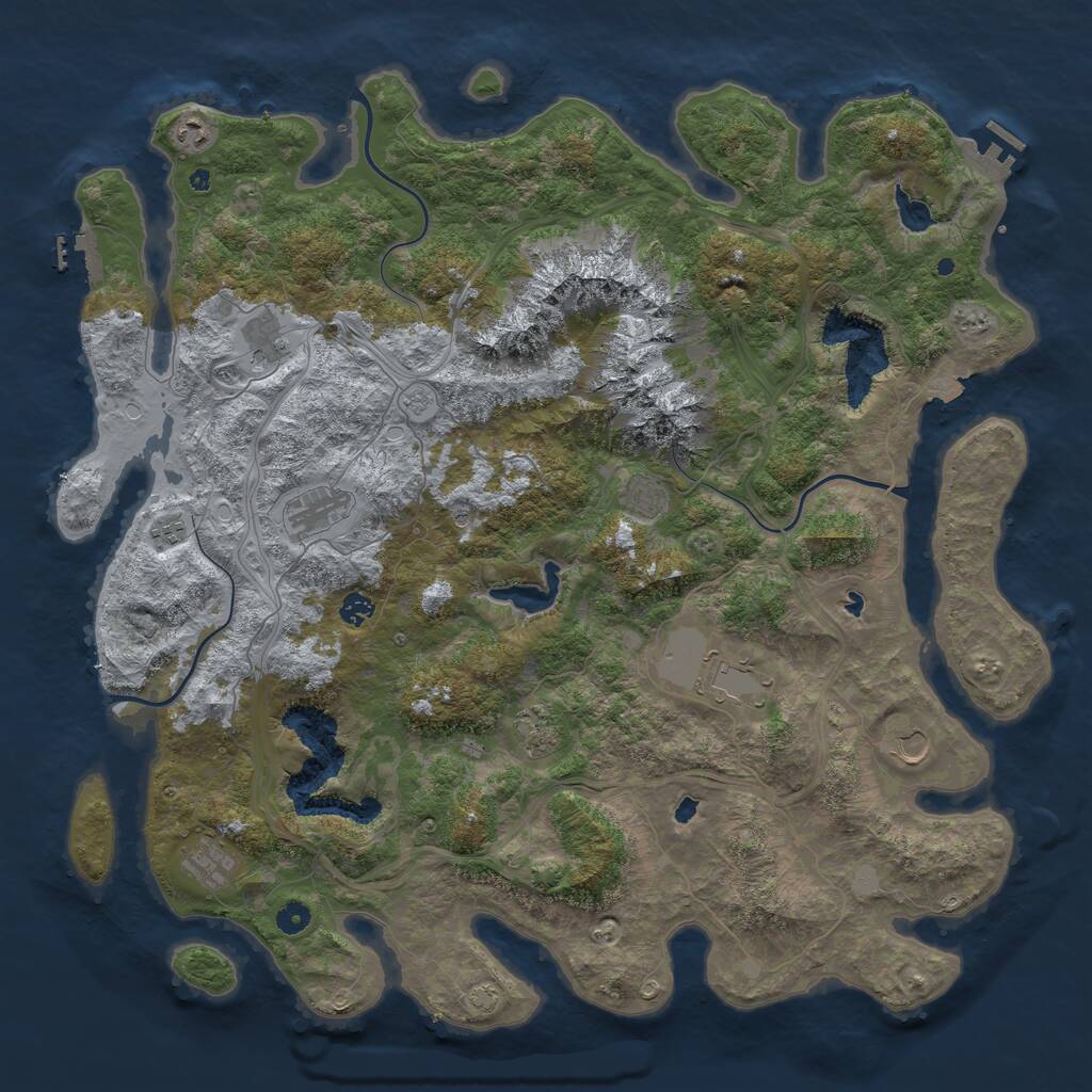 Rust Map: Procedural Map, Size: 5000, Seed: 2, 16 Monuments