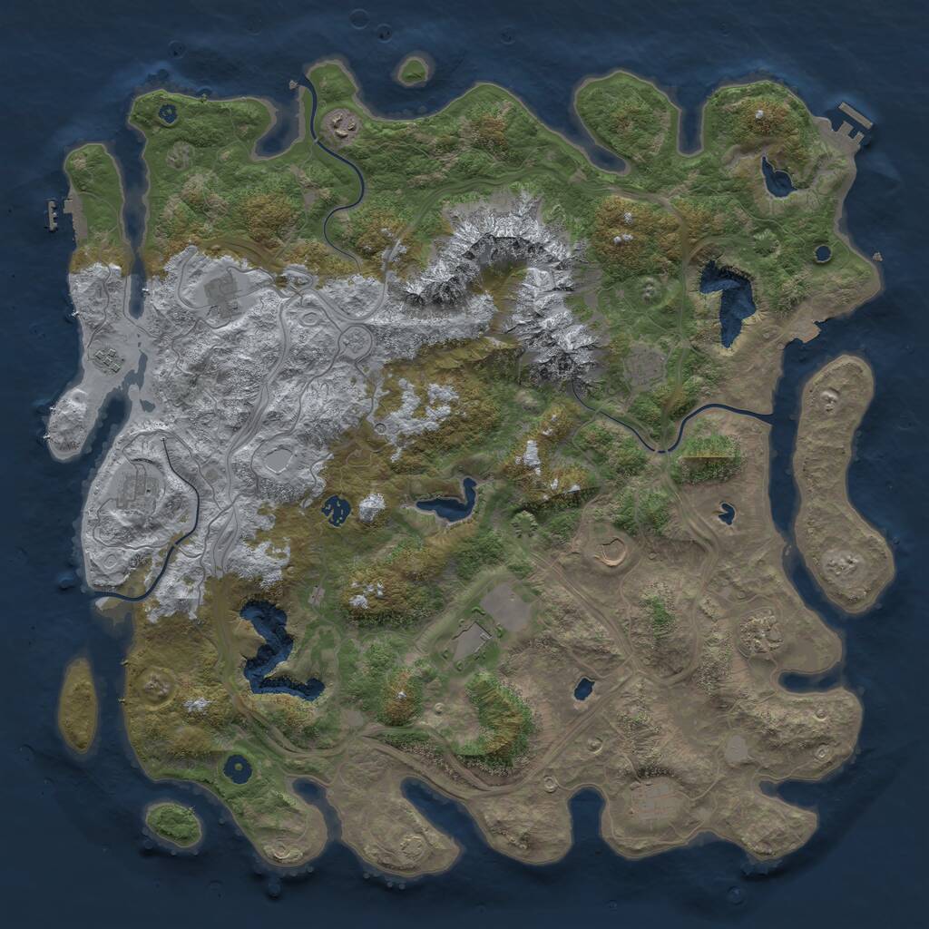 Rust Map: Procedural Map, Size: 5000, Seed: 2, 16 Monuments