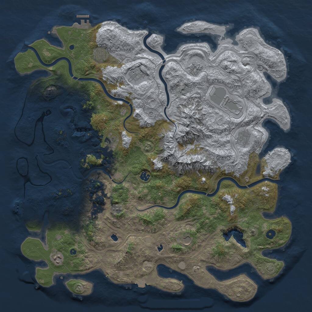 Rust Map: Procedural Map, Size: 5000, Seed: 827601871, 17 Monuments