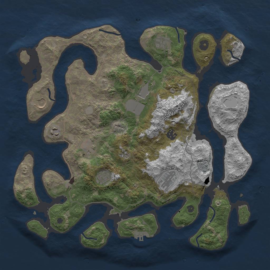 Rust Map: Procedural Map, Size: 4000, Seed: 34567890, 16 Monuments