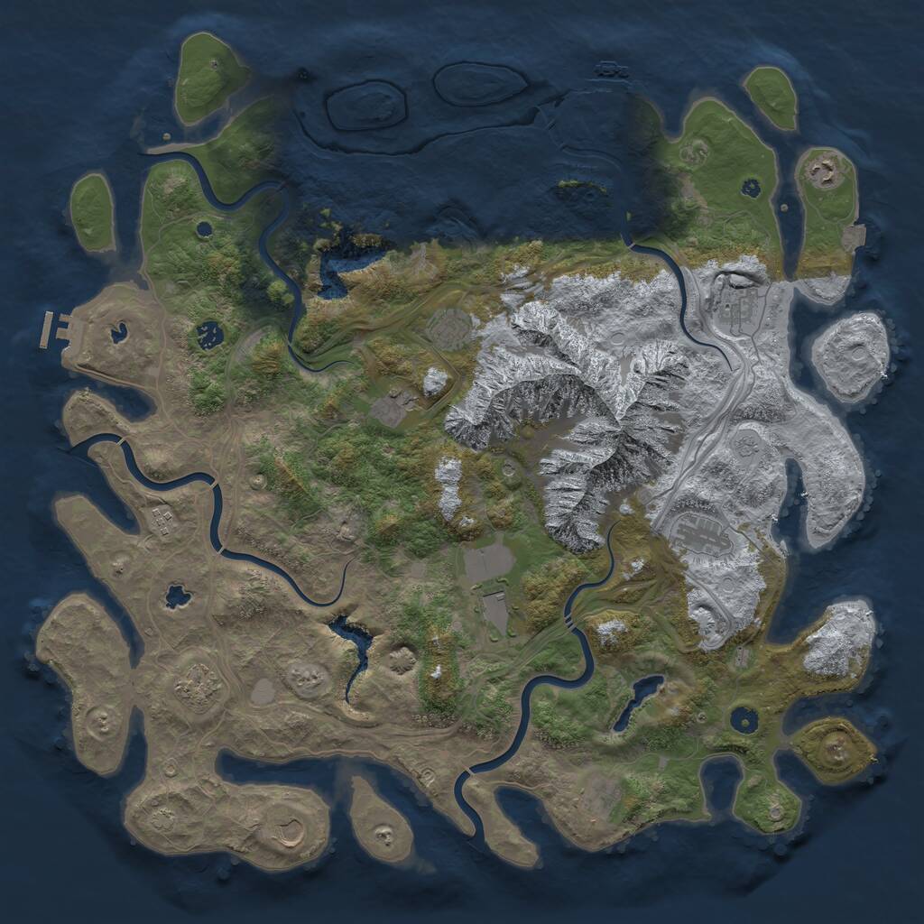 Rust Map: Procedural Map, Size: 5000, Seed: 1312, 17 Monuments