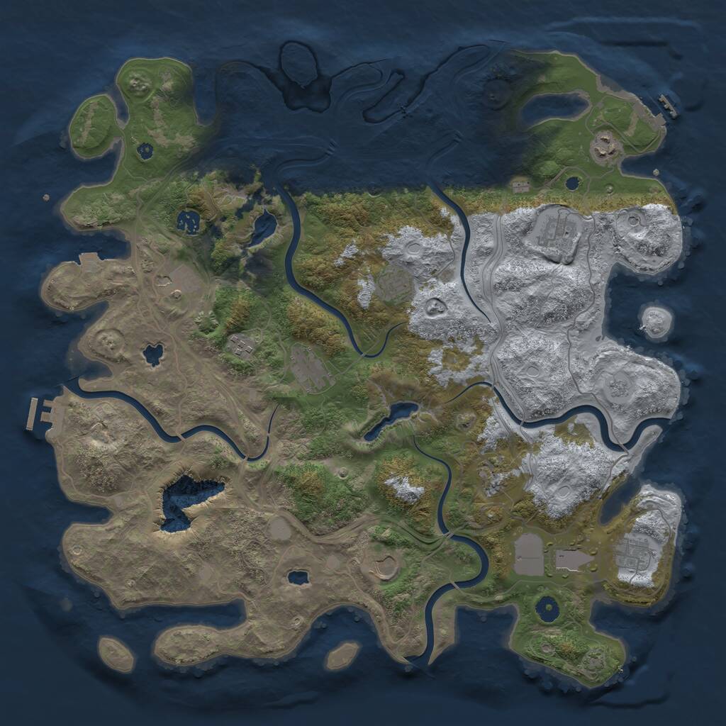 Rust Map: Procedural Map, Size: 4500, Seed: 615336913, 17 Monuments