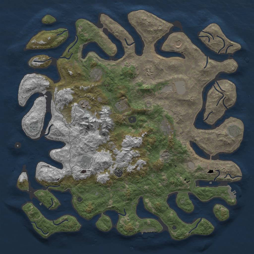 Rust Map: Procedural Map, Size: 5000, Seed: 1965489, 19 Monuments