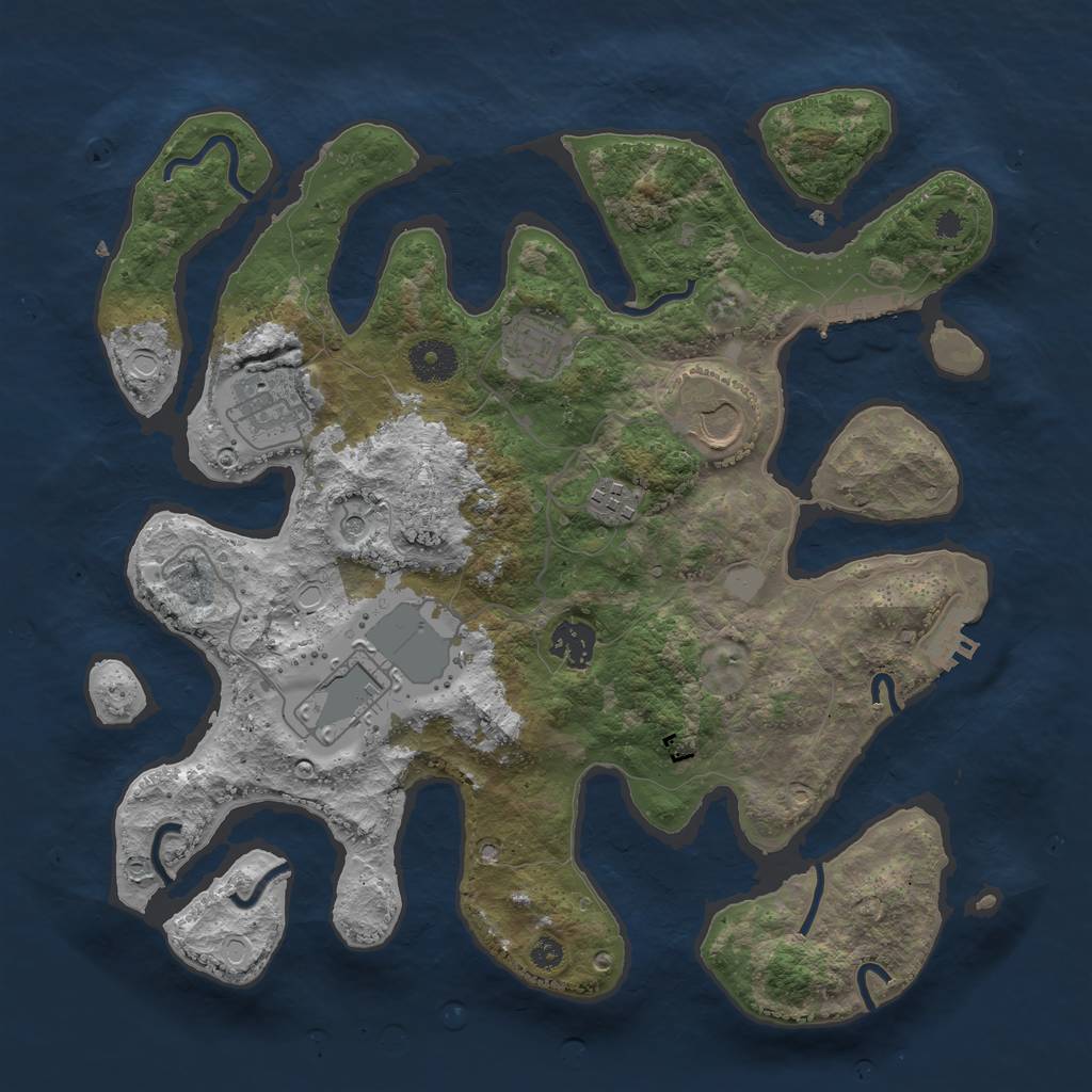 Rust Map: Procedural Map, Size: 3550, Seed: 404737, 14 Monuments