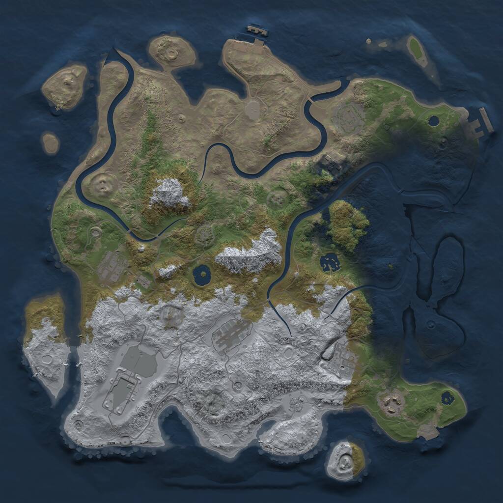 Rust Map: Procedural Map, Size: 3850, Seed: 222777, 14 Monuments