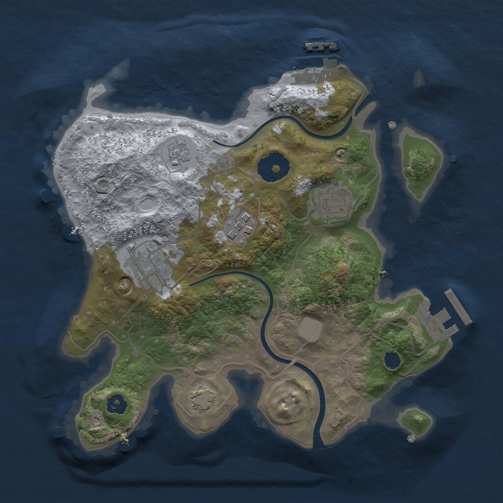 Rust Map: Procedural Map, Size: 2500, Seed: 54821, 8 Monuments