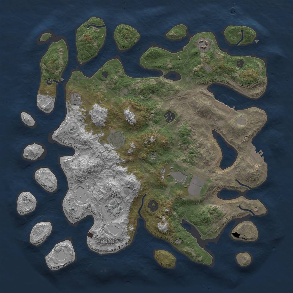 Rust Map: Procedural Map, Size: 4000, Seed: 939153351, 14 Monuments