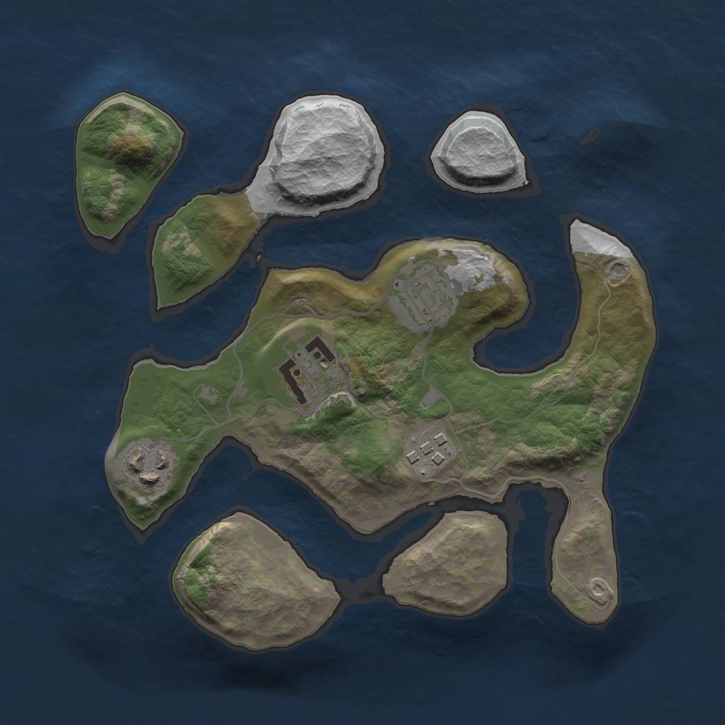 Rust Map: Barren, Size: 2450, Seed: 2147483645, 6 Monuments