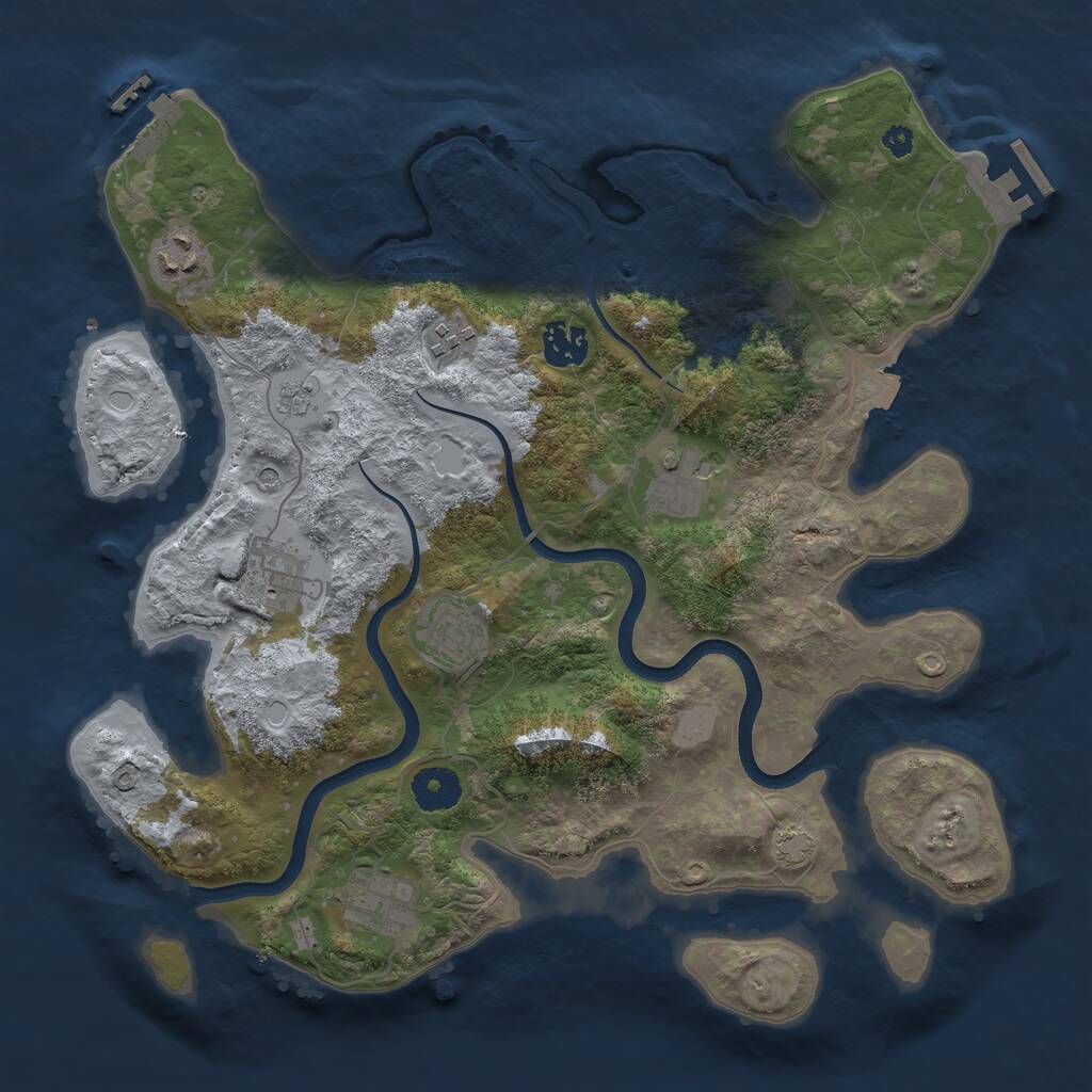 Rust Map: Procedural Map, Size: 3500, Seed: 548, 13 Monuments