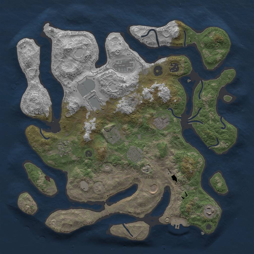 Rust Map: Procedural Map, Size: 3800, Seed: 685146500, 16 Monuments