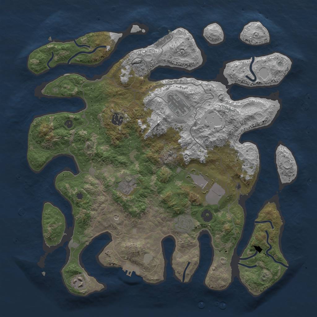 Rust Map: Procedural Map, Size: 4000, Seed: 24, 15 Monuments