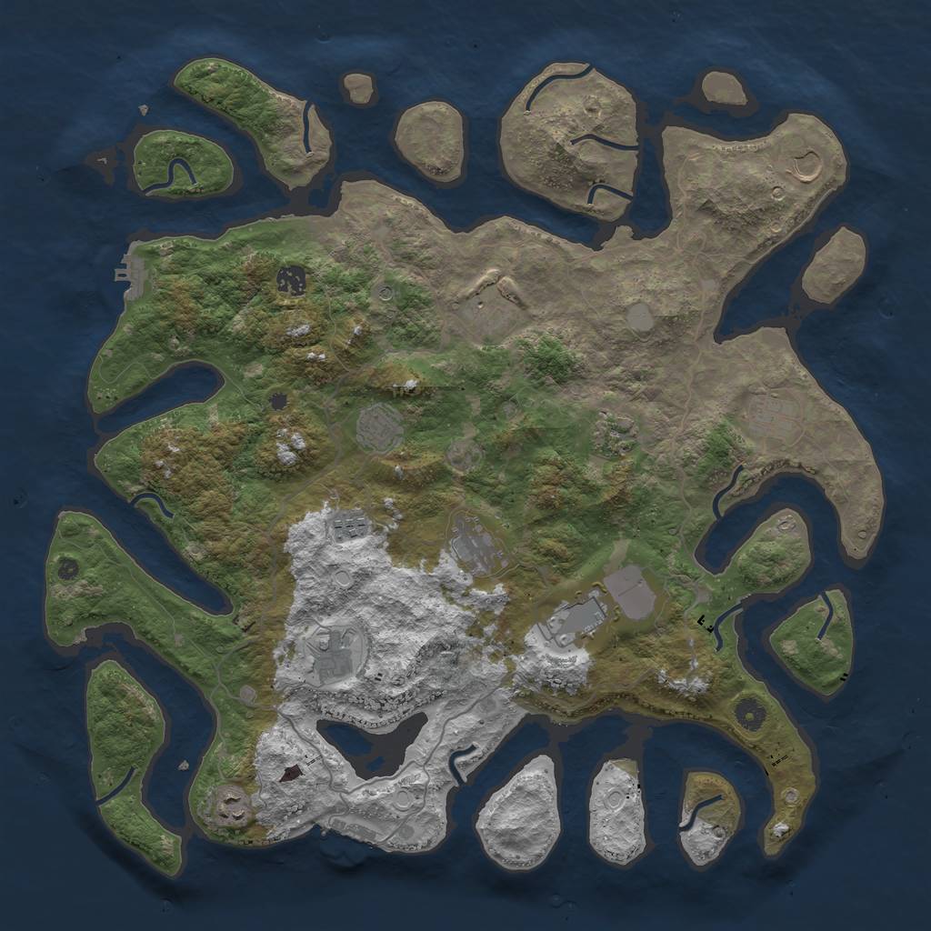 Rust Map: Procedural Map, Size: 4500, Seed: 1787642563, 19 Monuments