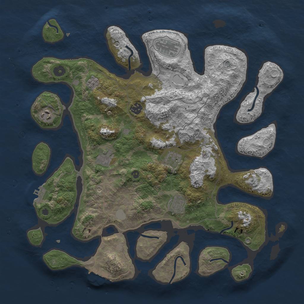 Rust Map: Procedural Map, Size: 4000, Seed: 228100, 15 Monuments