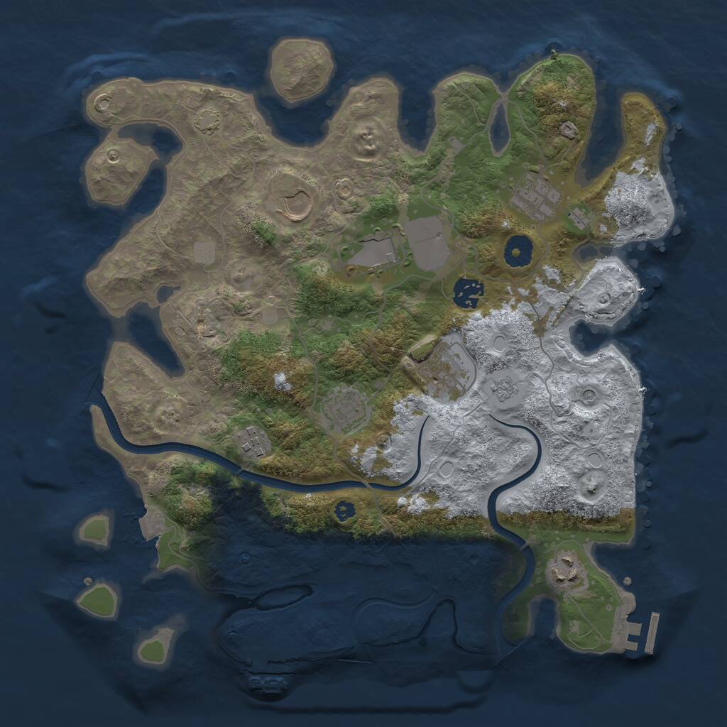 Rust Map: Procedural Map, Size: 3550, Seed: 207599, 14 Monuments