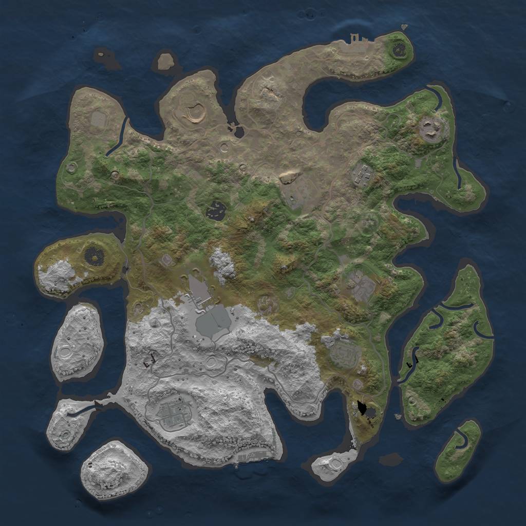 Rust Map: Procedural Map, Size: 4000, Seed: 730515, 17 Monuments