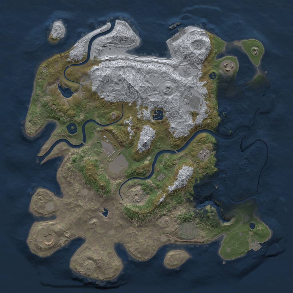 Rust Map: Procedural Map, Size: 4000, Seed: 256522, 13 Monuments