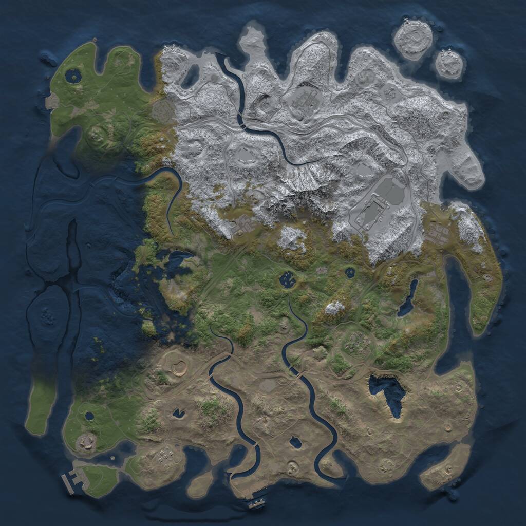 Rust Map: Procedural Map, Size: 5000, Seed: 604, 16 Monuments