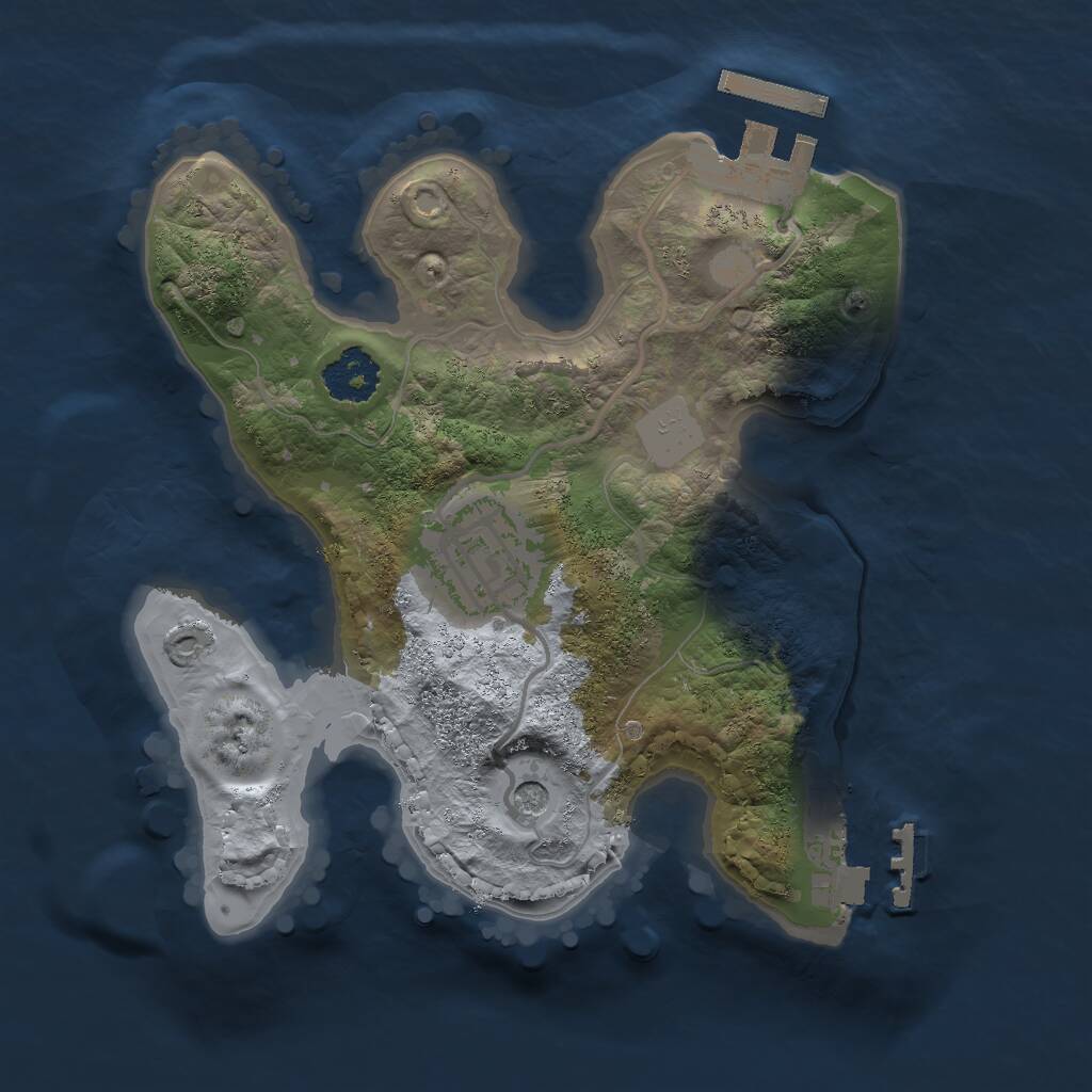 Rust Map: Procedural Map, Size: 2000, Seed: 3, 5 Monuments