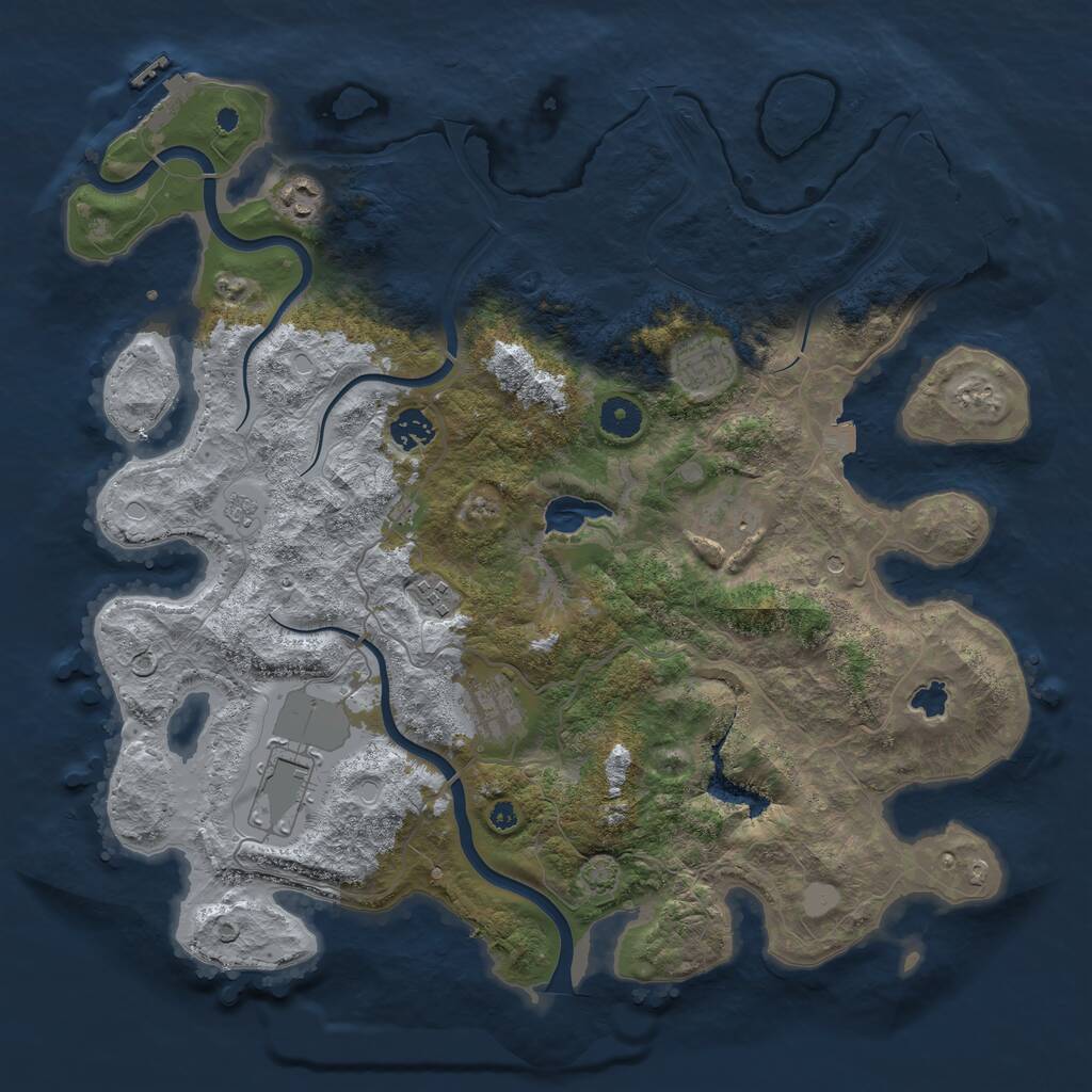 Rust Map: Procedural Map, Size: 4000, Seed: 775755, 13 Monuments