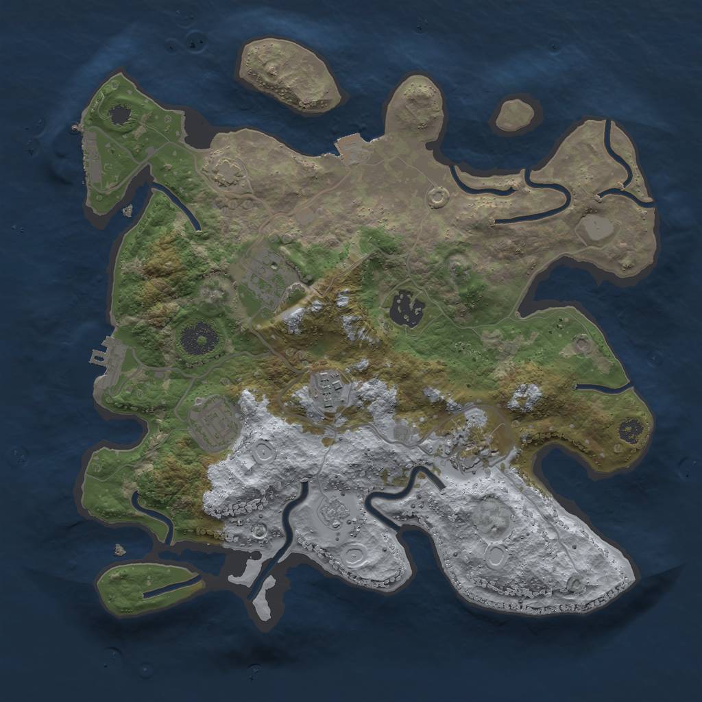 Rust Map: Procedural Map, Size: 3000, Seed: 1342294616, 12 Monuments