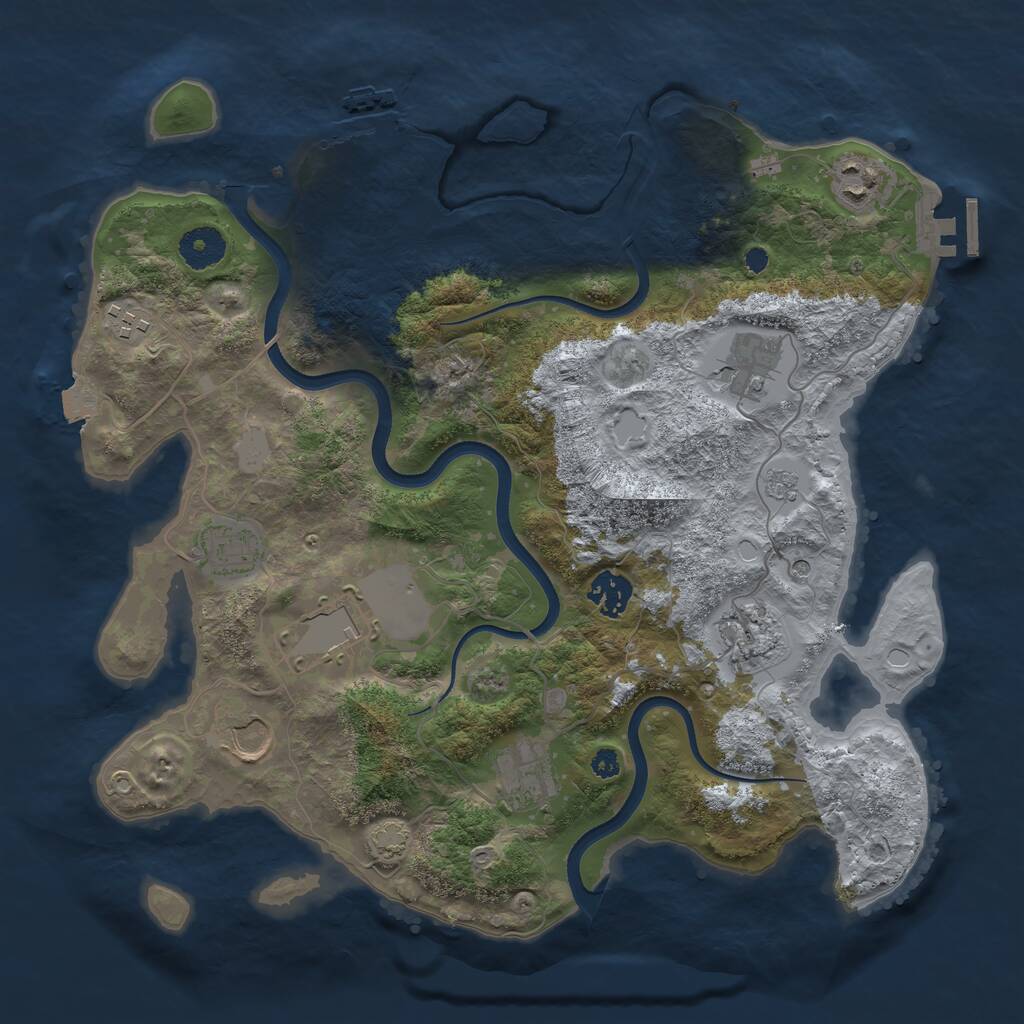 Rust Map: Procedural Map, Size: 3550, Seed: 937628, 15 Monuments