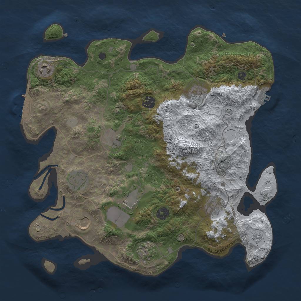 Rust Map: Procedural Map, Size: 3550, Seed: 937628, 18 Monuments